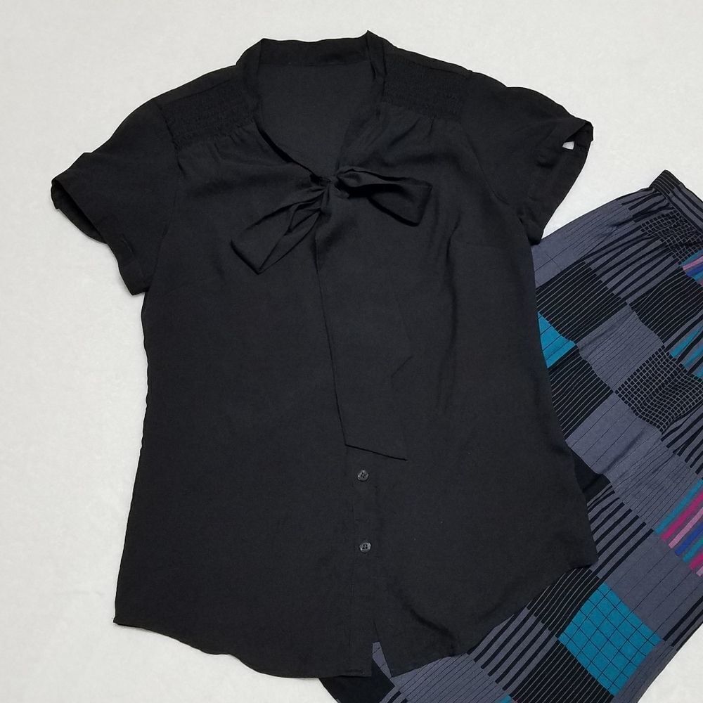 Ms. Interpret Vintage 70s Black Lavallière Patchwork Pencil Skirt Belted Outfit - Picture 9 of 16